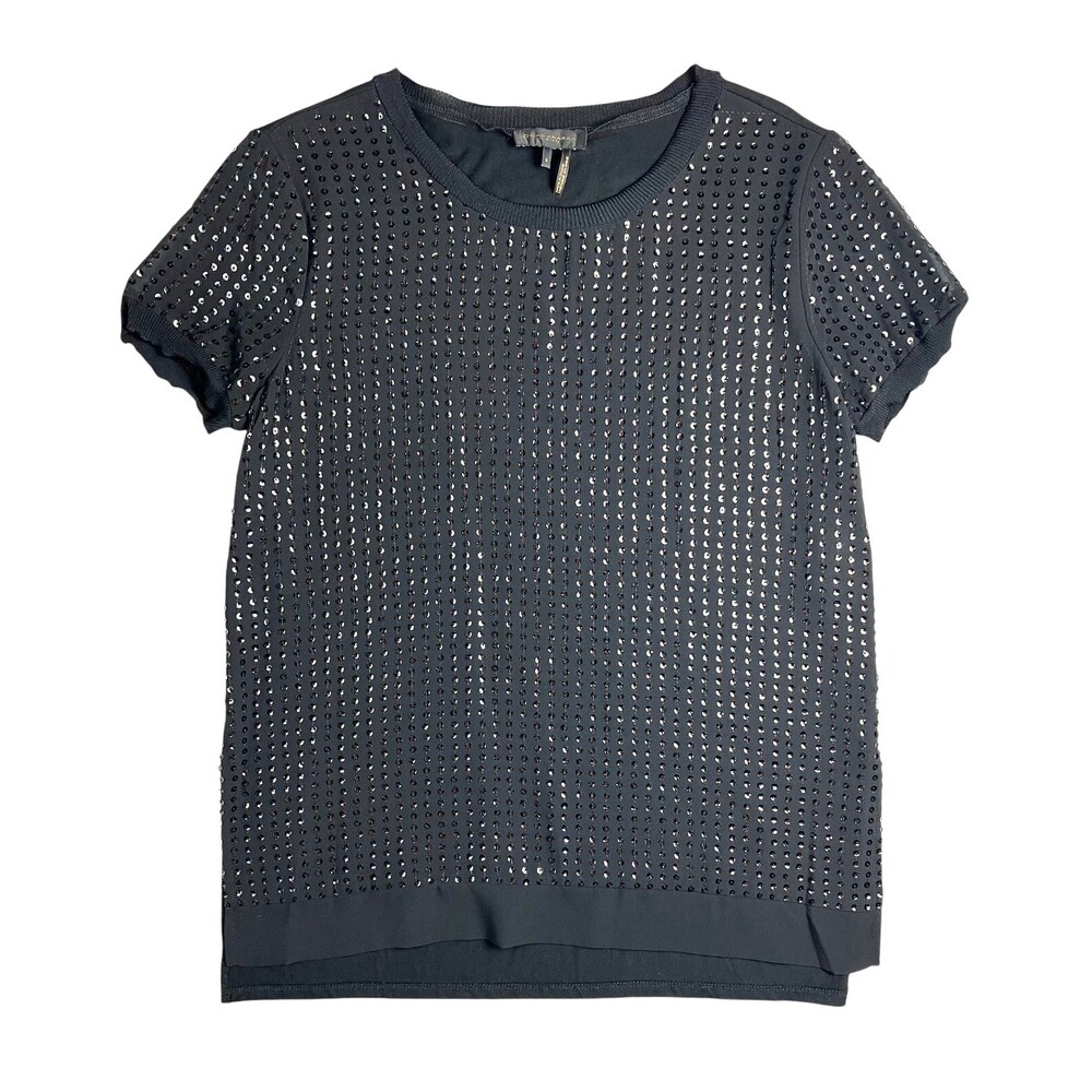 Donna Karan New York Women's Black Sequin Tunic Tee Knit Top  Size S  DKNY